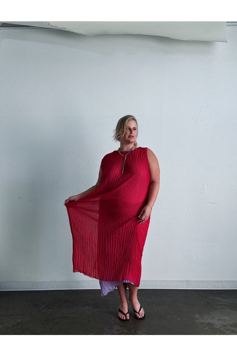 Jaya Pleated Dress, Alternate, color, lavender/lipstick