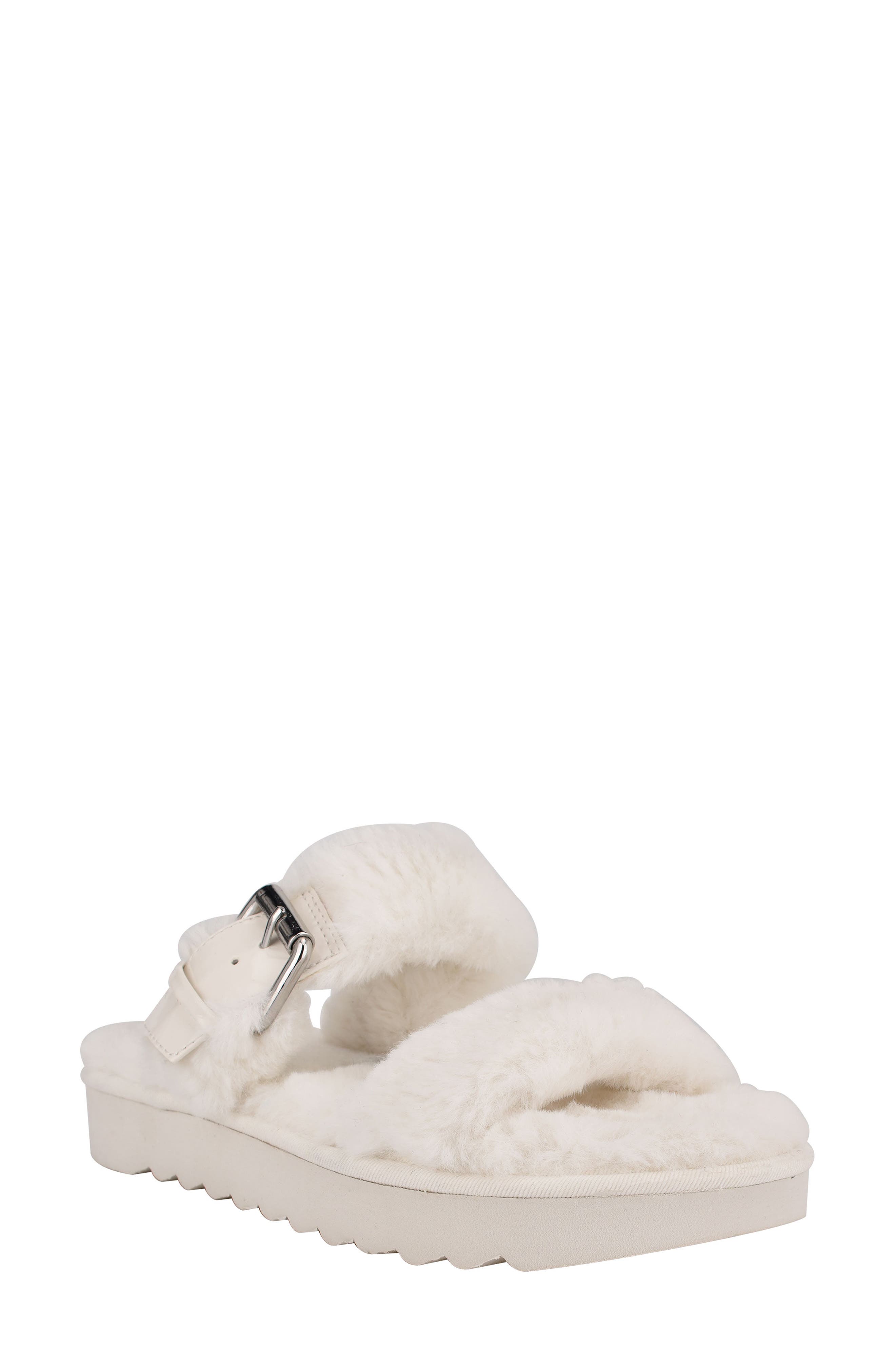 Funkie Faux Fur Platform Slipper, Main, color, CREAM