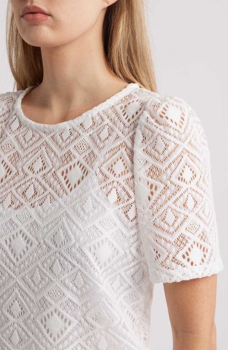 Anne Klein Diamond Lace Short Sleeve Top, Alternate, color, 