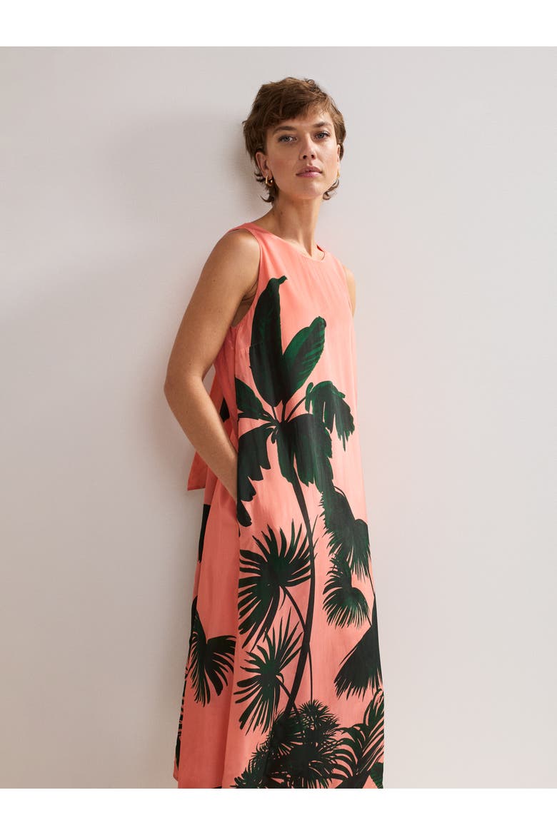 Leila Palm Midi Dress, Alternate, color, Coral