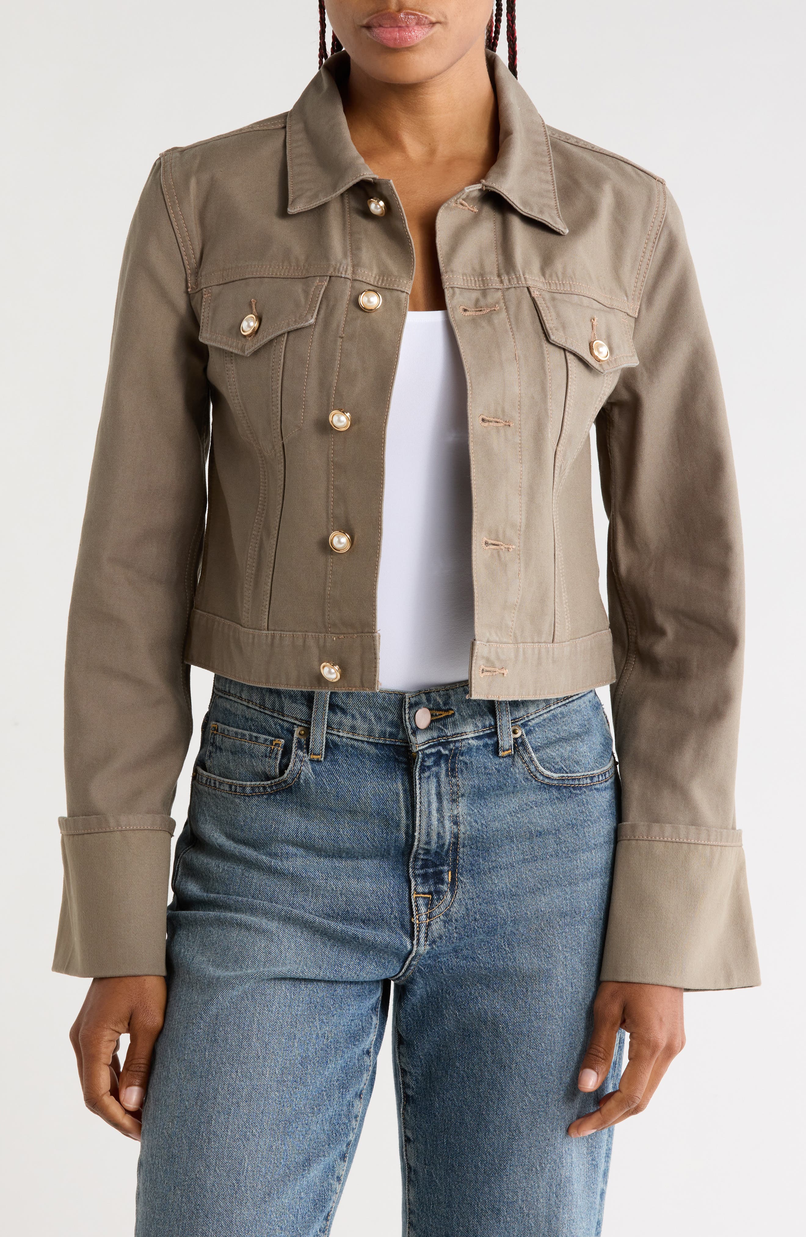Cuffed Cropped Utility Jacket