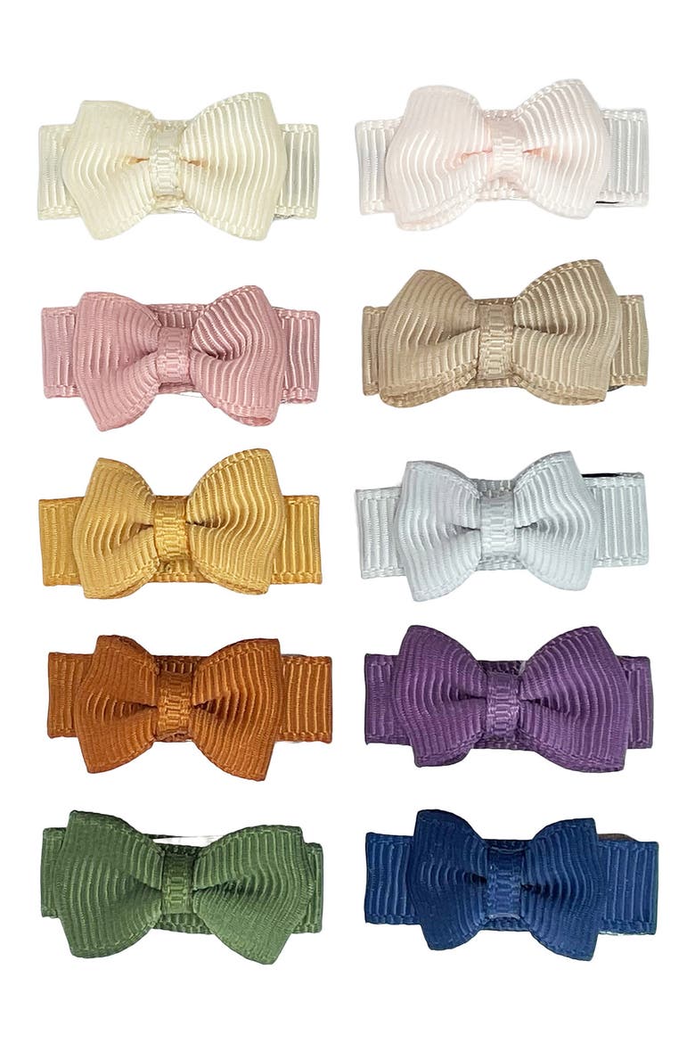 10-Pack Clip-On Hair Bows, Main, color, MULTI