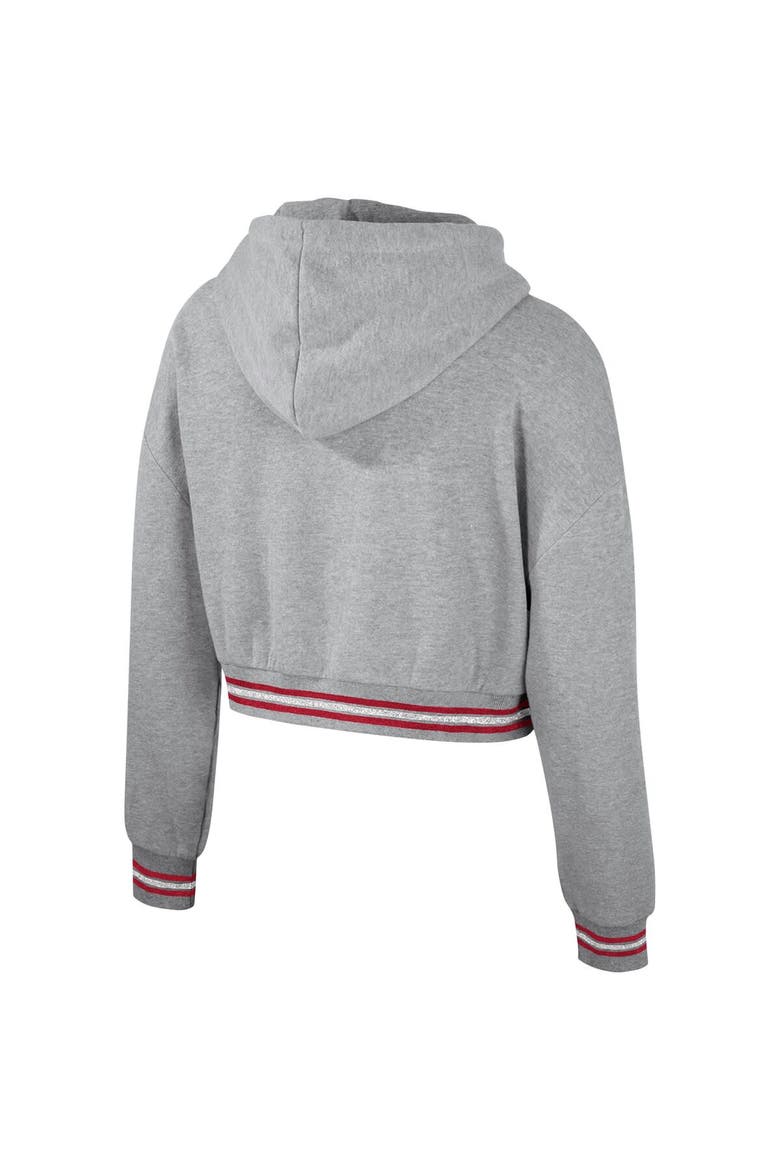 Women's The Wild Collective Heather Gray Oklahoma Sooners Cropped Shimmer Pullover Hoodie, Alternate, color, Heather Gray