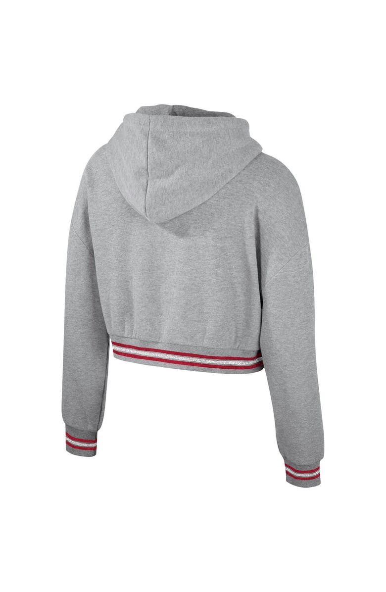 THE WILD COLLECTIVE Women's The Wild Collective Heather Gray Oklahoma Sooners Cropped Shimmer Pullover Hoodie, Alternate, color, Heather Gray