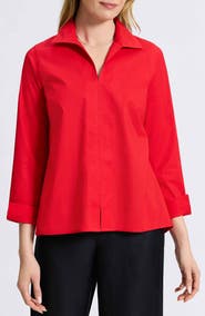 Foxcroft Agnes Split Cuff Popover Blouse
