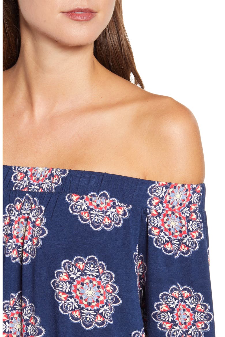 Off the Shoulder Top, Alternate, color, NAVY/ RED