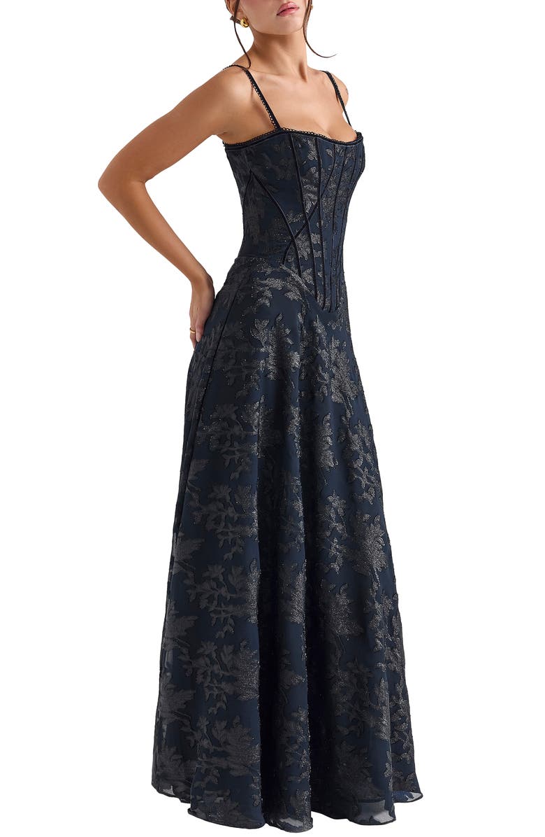 HOUSE OF CB Esme Fil Coupé Gown, Alternate, color, Navy