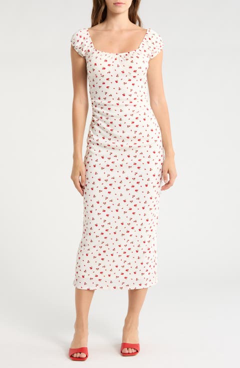 Ruched Tie Back Midi Dress
