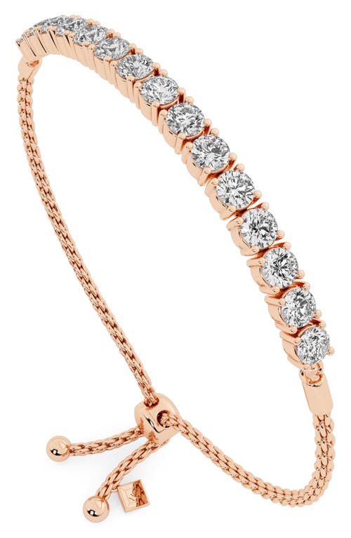 Everyday By Hautecarat Lab Grown Diamond Adjustable Tennis Bracelet In 14k Rose Gold