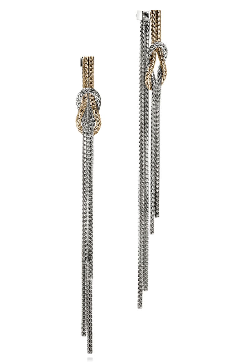 Love Knot Drop Earrings, Main, color, SILVER