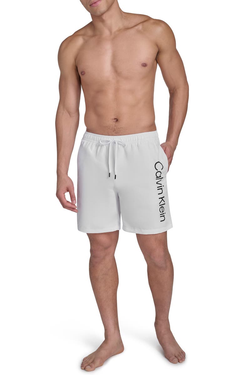 Calvin Klein Core Volley Swim Trunks, Main, color, White