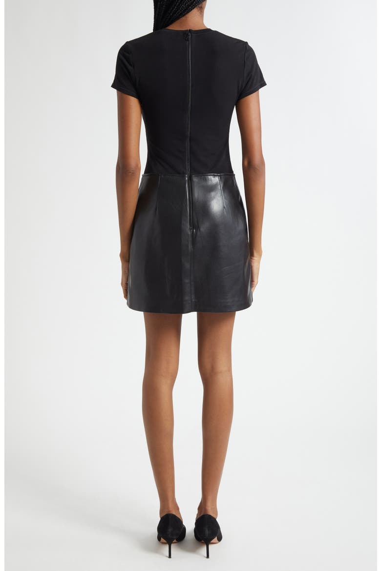 Mixed Media Faux Leather Dress, Alternate, color, BLACK