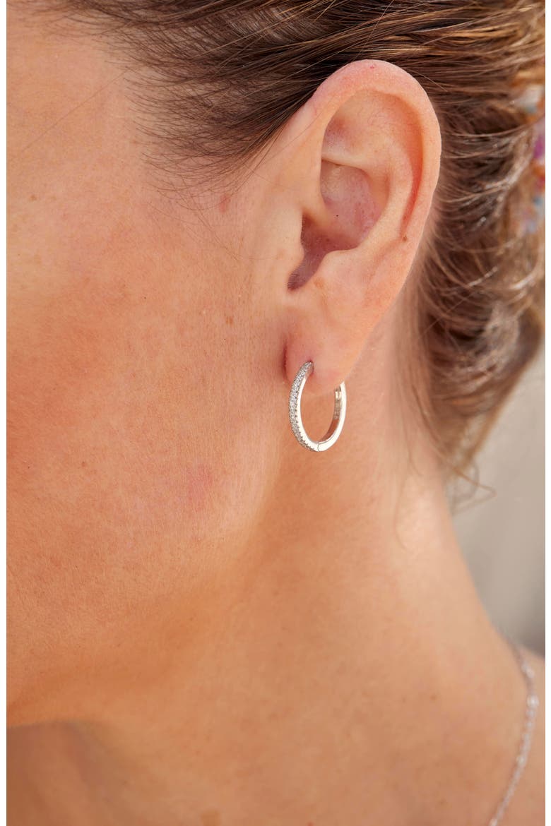 CZ Huggie Hoop Earrings, Alternate, color, SILVER