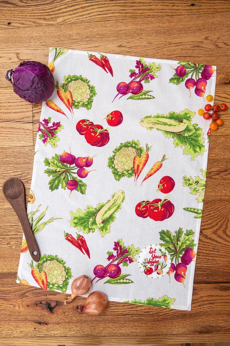 Farm Fresh Embroidered Tea Towels, Set of 2, Alternate, color, White