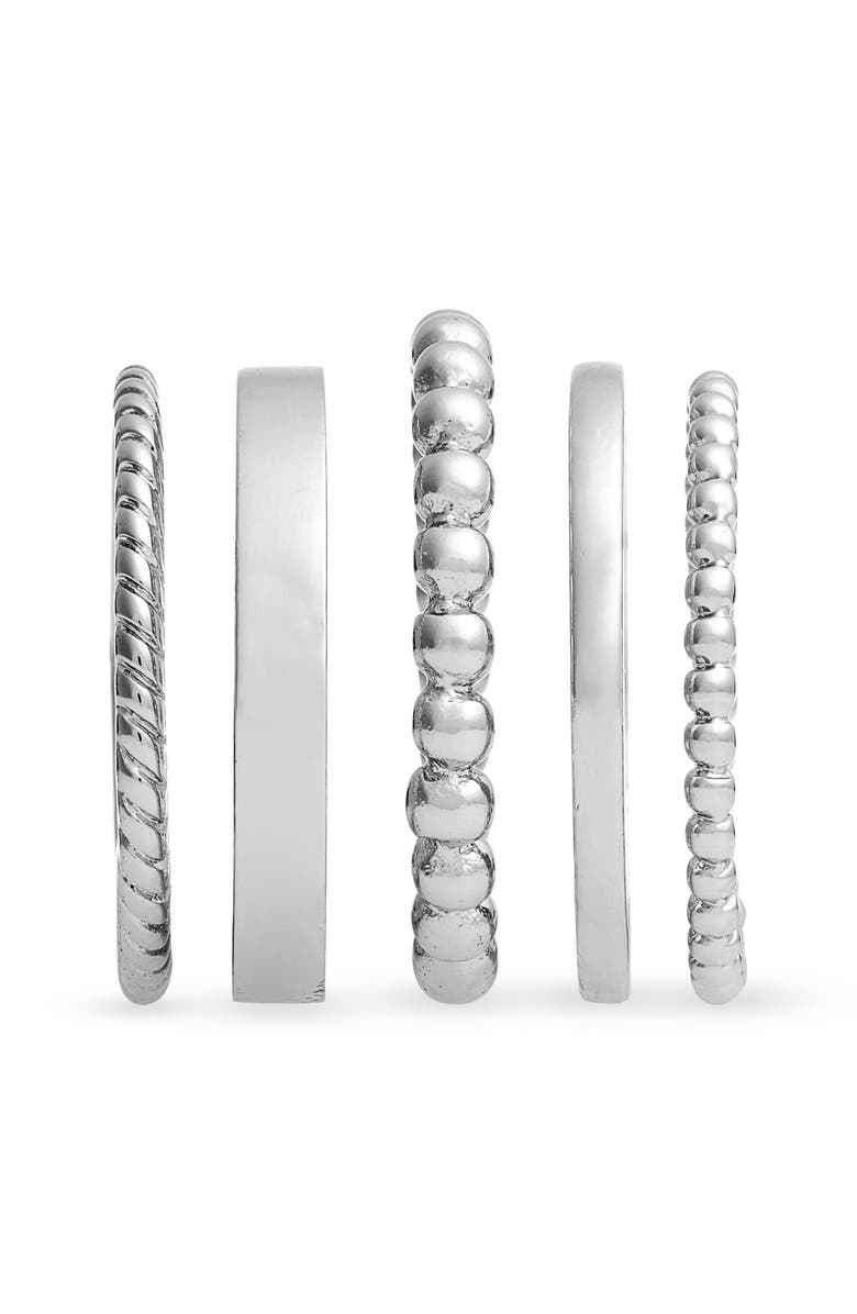 Halogen<sup>®</sup> Set of 5 Mixed Texture Stackable Rings, Alternate, color, 