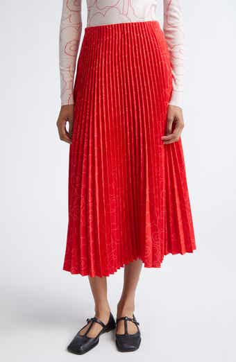 Marimekko Myy Piirto Unikko Floral Pleated Midi Skirt