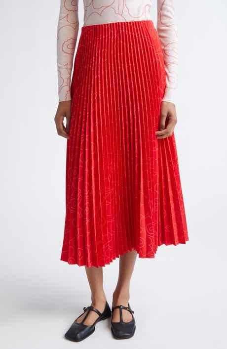 Marimekko Myy Piirto Unikko Floral Pleated Midi Skirt