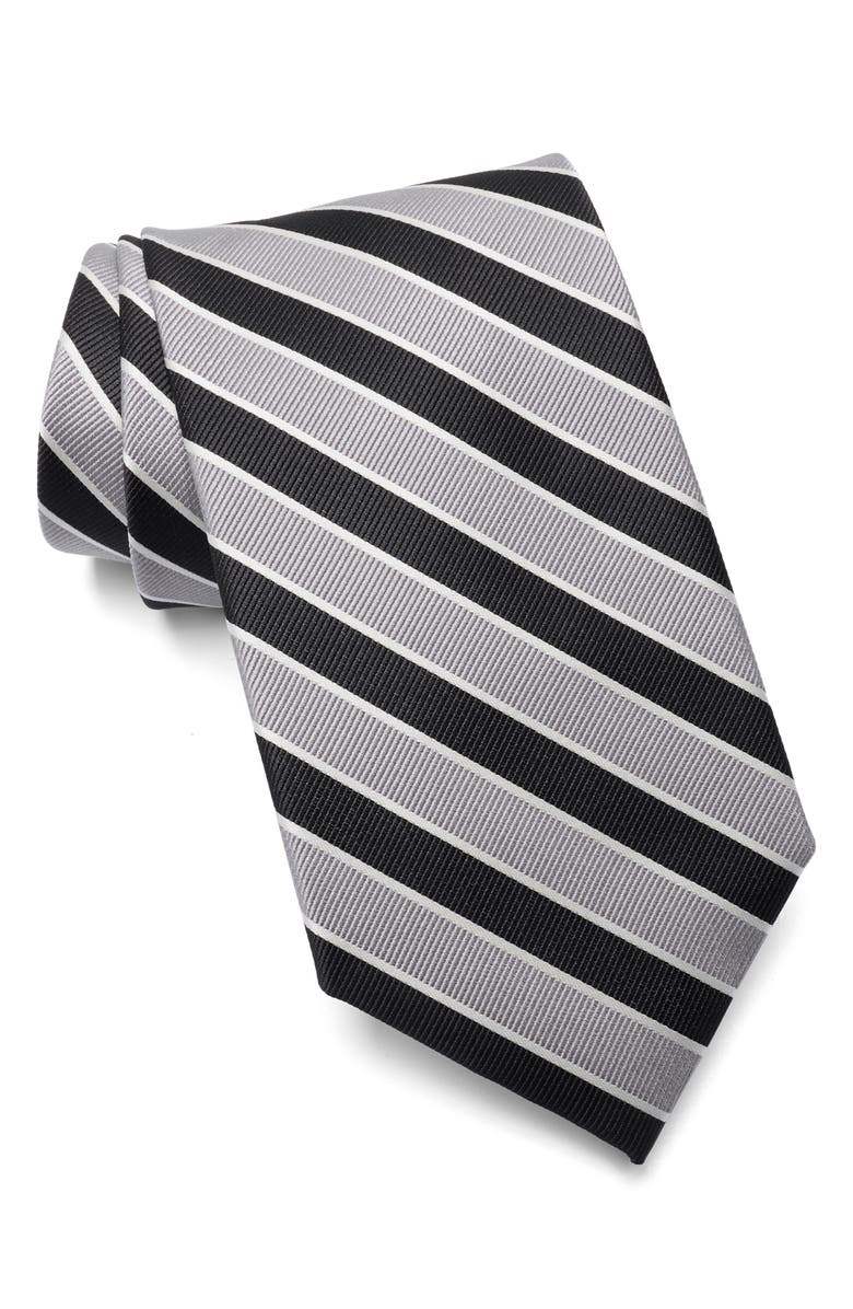 Brooks Brothers Diagonal Stripe Tie, Main, color, Black