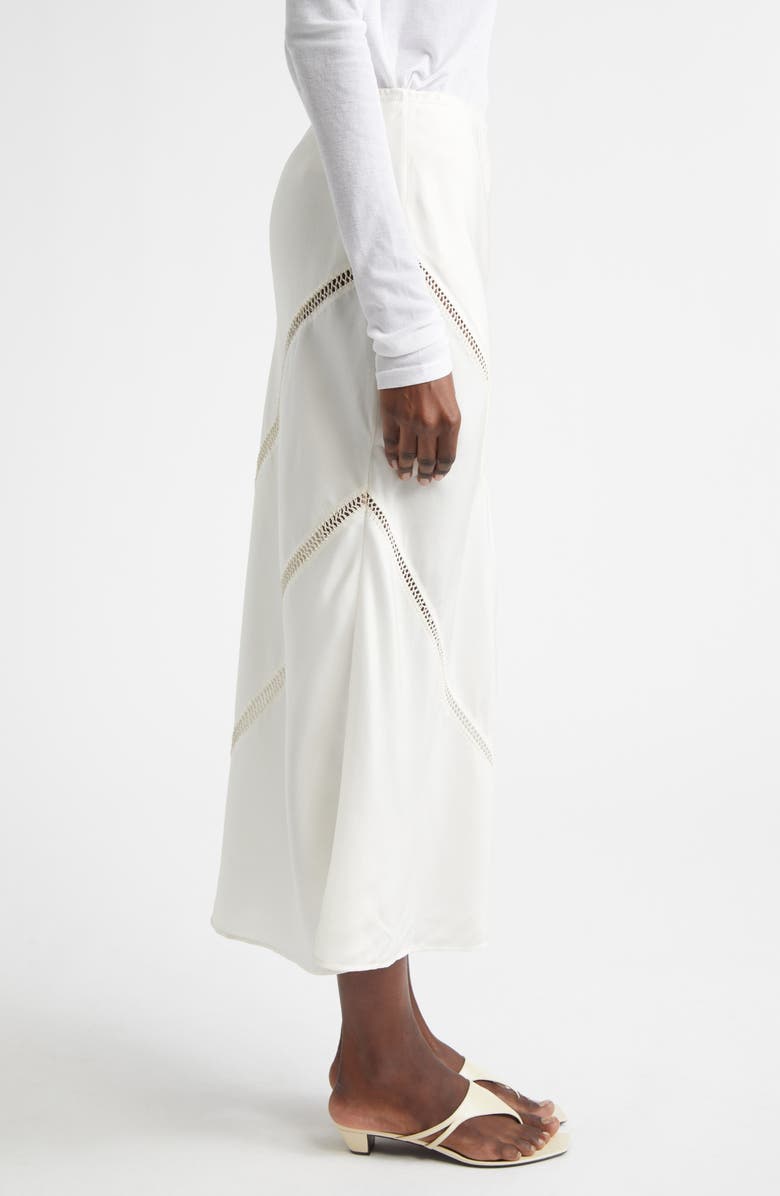 Diotima Tobago Embroidered Silk Midi Skirt, Alternate, color, Off-White