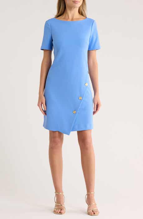 Eliza J Bateau Neck Short Sleeve A-Line Dress