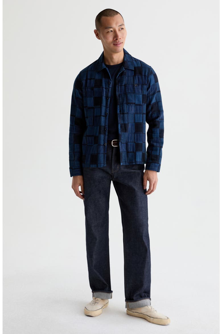 Louis Patchwork Cotton Camp Shirt, Alternate, color, COBALT CLUB