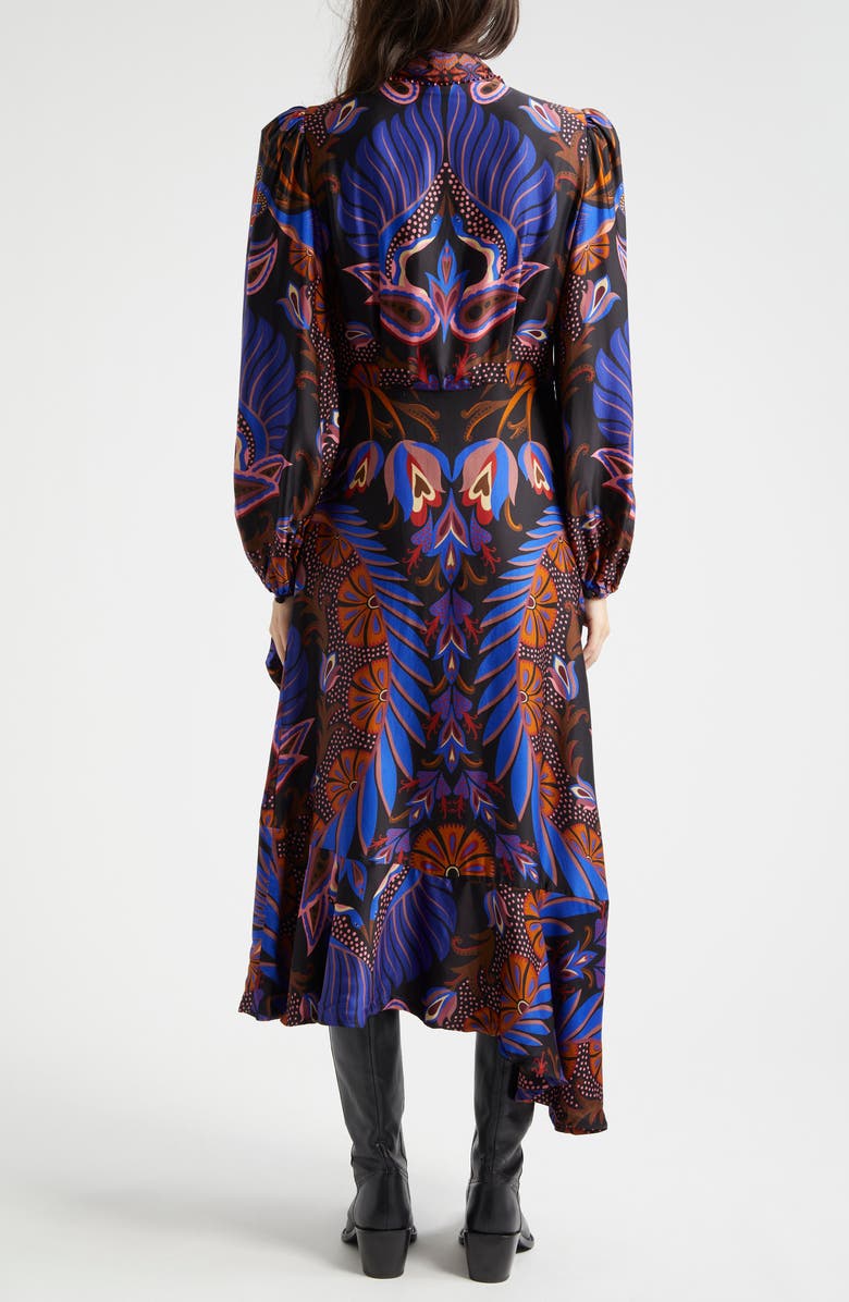 FARM Rio Heart Forest Asymmetric Hem Long Sleeve Wrap Dress, Alternate, color, 