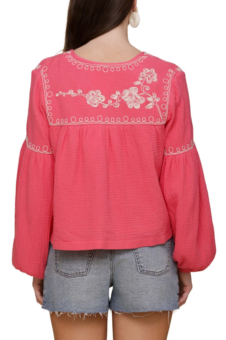 Embroidered Blouson Sleeve Jacket, Alternate, color, HONEYSUCKLE