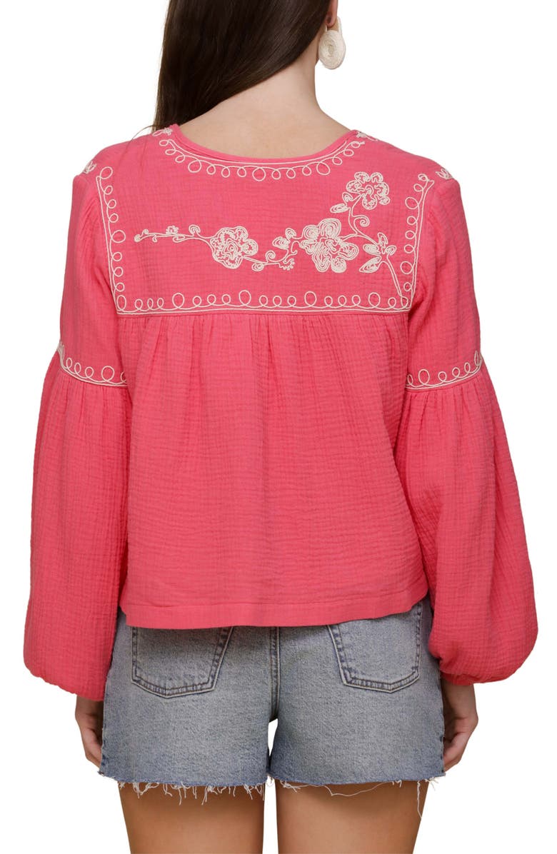 Avec Les Filles Embroidered Blouson Sleeve Jacket, Alternate, color, Honeysuckle