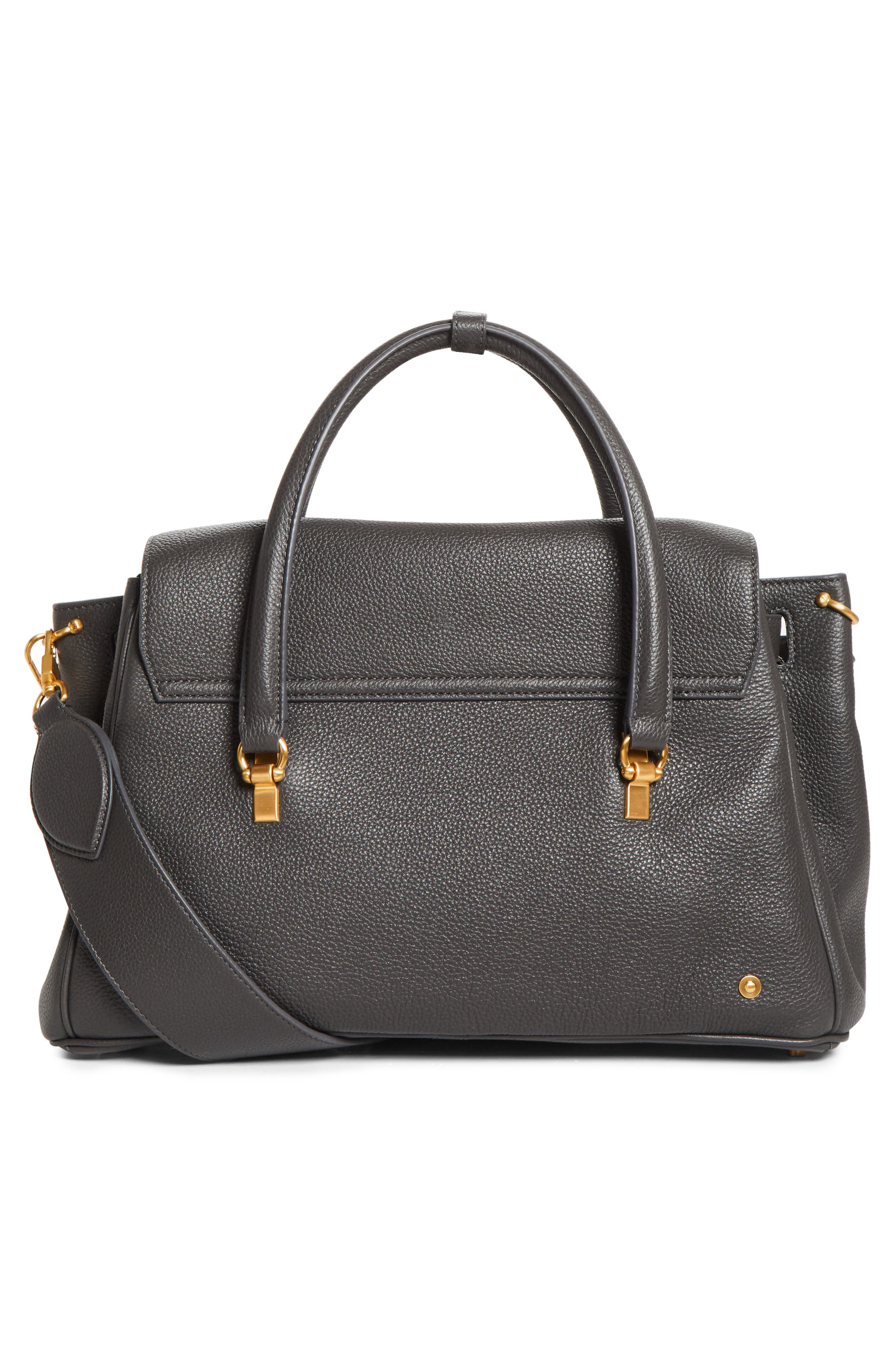 Bolton Pebble Grain Leather Satchel, Alternate, color, DARK GREY