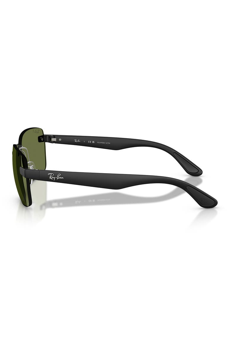 62mm Polarized Irregular Sunglasses, Alternate, color, SAND BLACK / POLAR GREEN