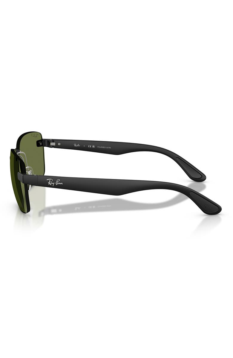 Ray-Ban 62mm Polarized Irregular Sunglasses, Alternate, color, Sand Black / Polar Green
