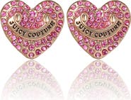 Juicy Couture Heart Crystal Stud Earrings, Gold-Tone with Crystals