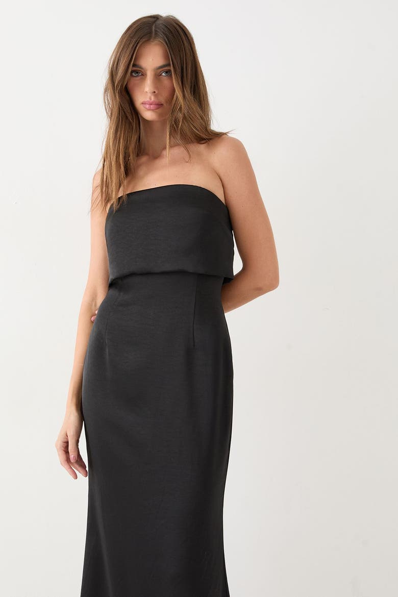 Premium Bandeau Overlay Bridesmaid Dress, Alternate, color, Black
