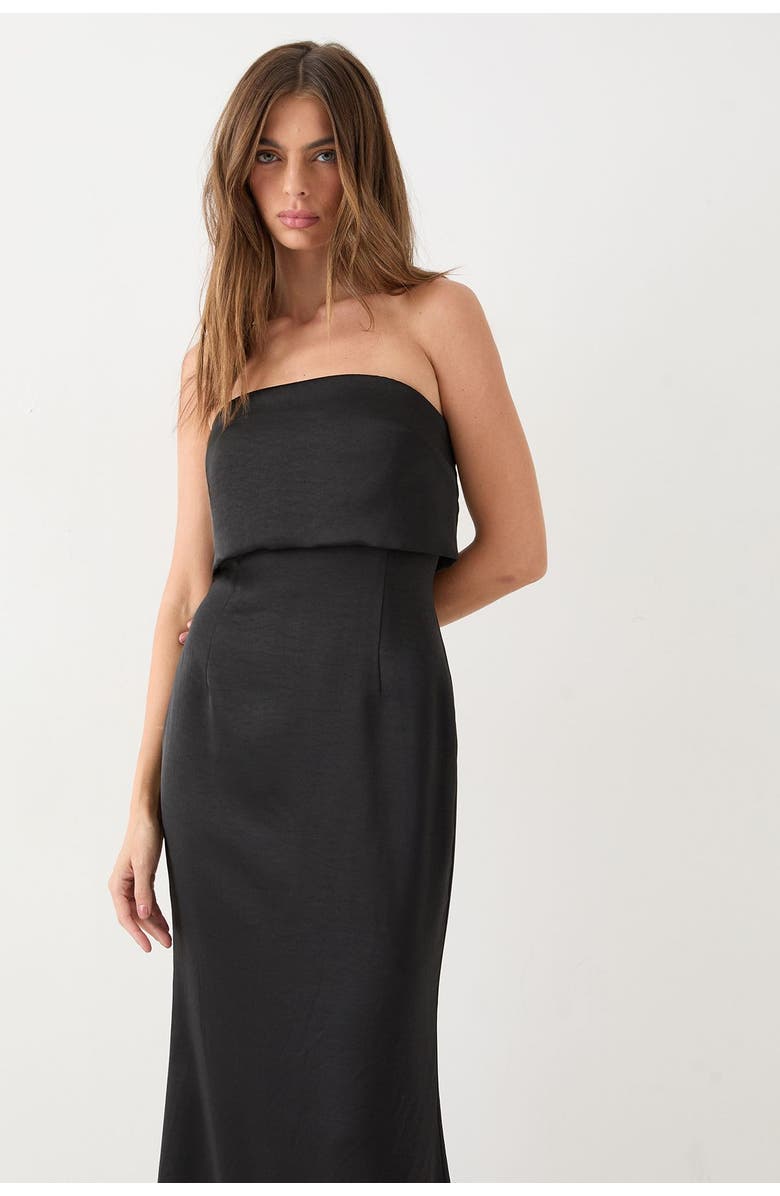 MissPap Premium Bandeau Overlay Bridesmaid Dress, Alternate, color, Black