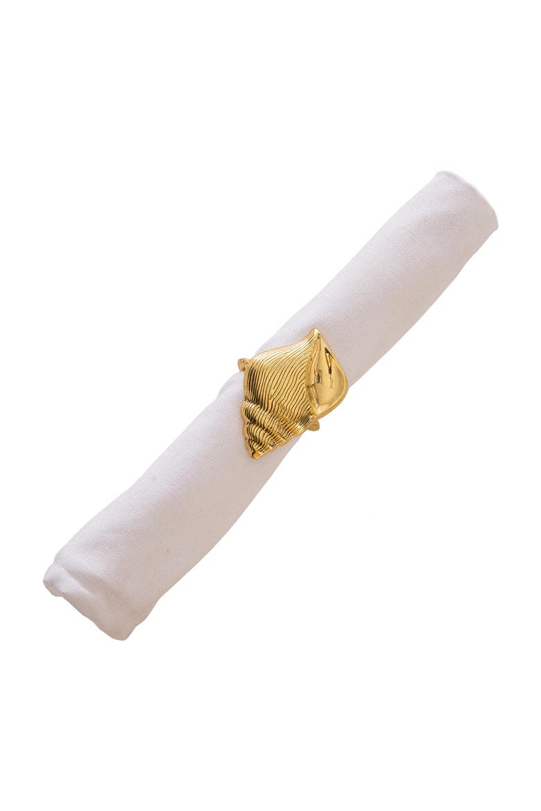 Gold Conch Shell Napkin Rings Set of 4, Alternate, color, Yellow