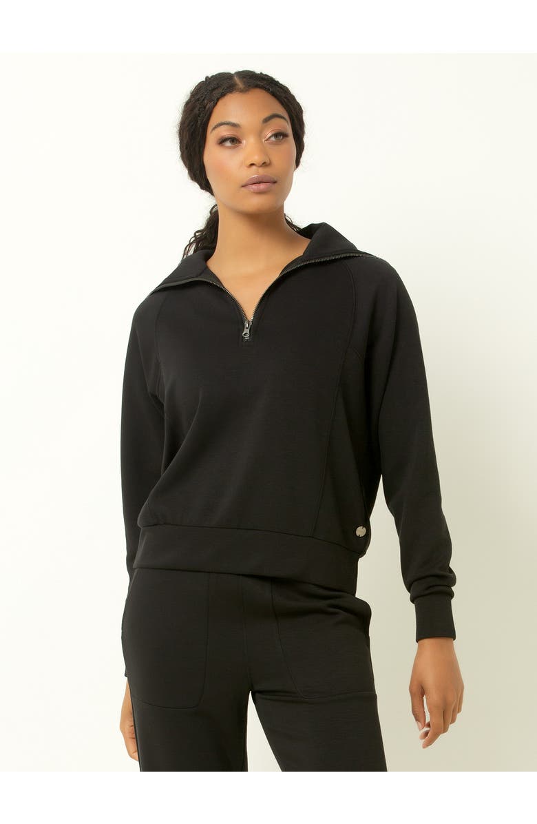 Single Stitch Ultra Soft 1/4 Zip Pullover, Main, color, Black