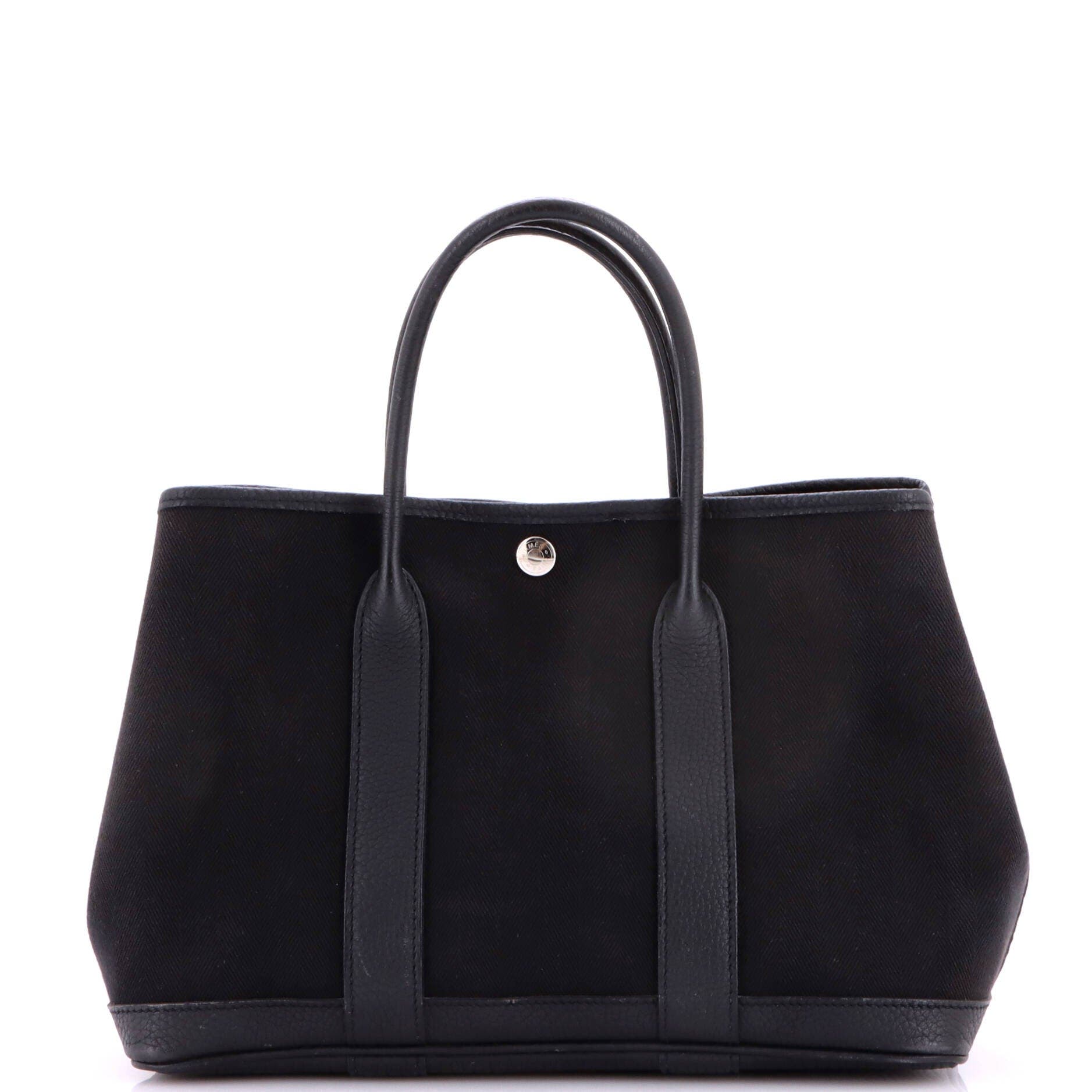 Garden Party Tote Toile and Leather 30, Main, color, Black