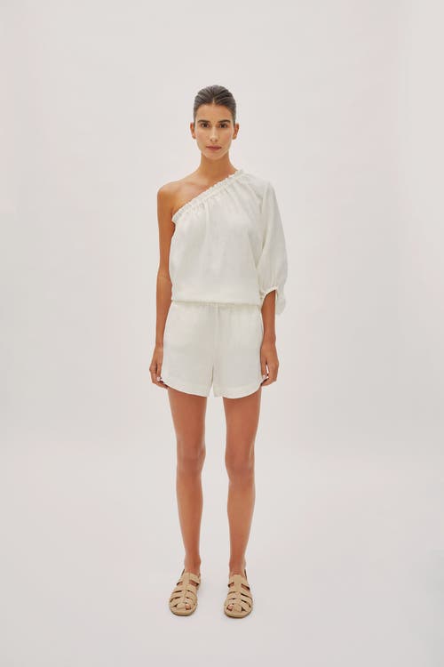Labeca London Capri  Linen One Sleeve Top In Ecru