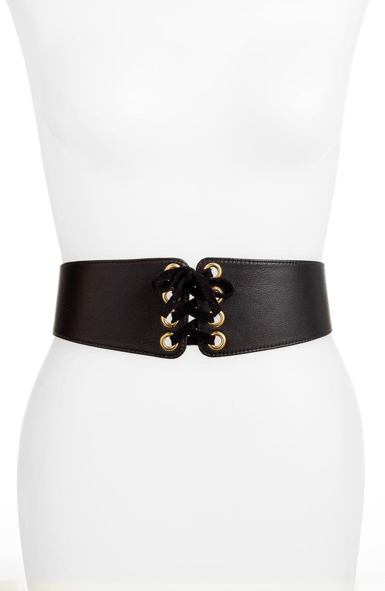 Raina Leather Corset Belt, Main, color,