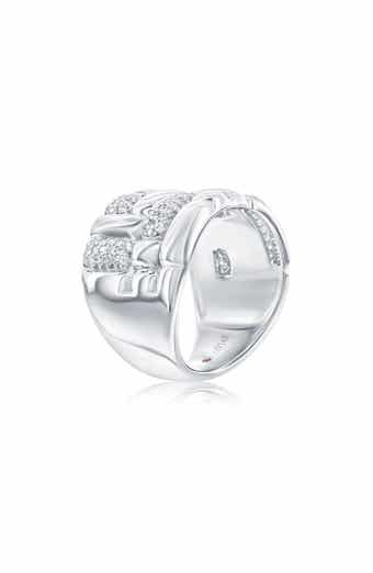 Cubic Zirconia Checkered Woven Band Ring