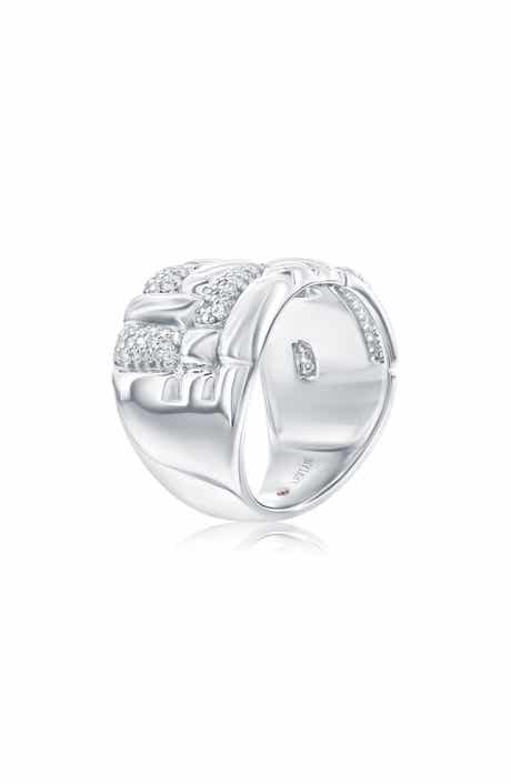 SUZY LEVIAN Cubic Zirconia Checkered Woven Band Ring
