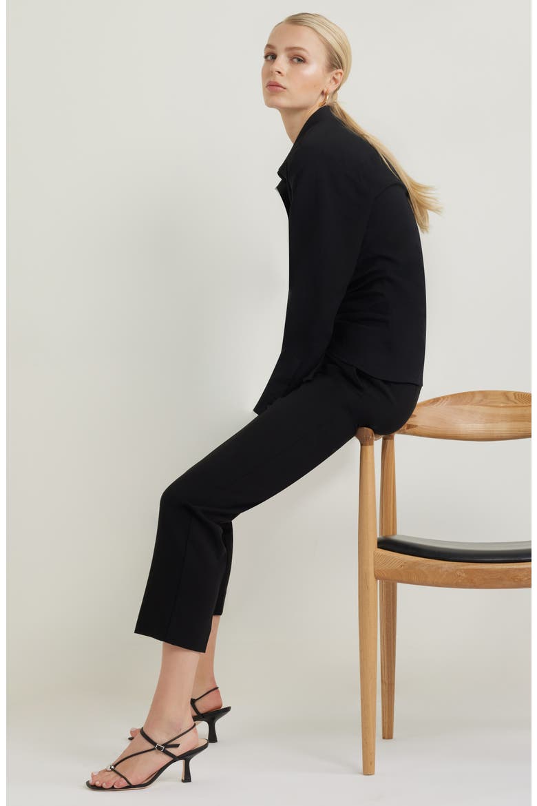 The Lena Slim Cropped Trousers, Alternate, color, BLACK