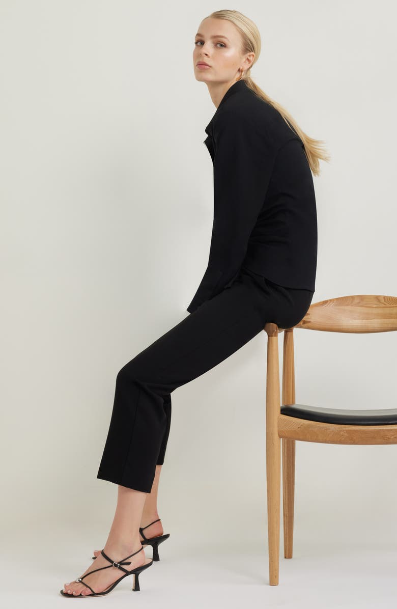 Nordstrom The Lena Slim Cropped Trousers, Alternate, color, Black