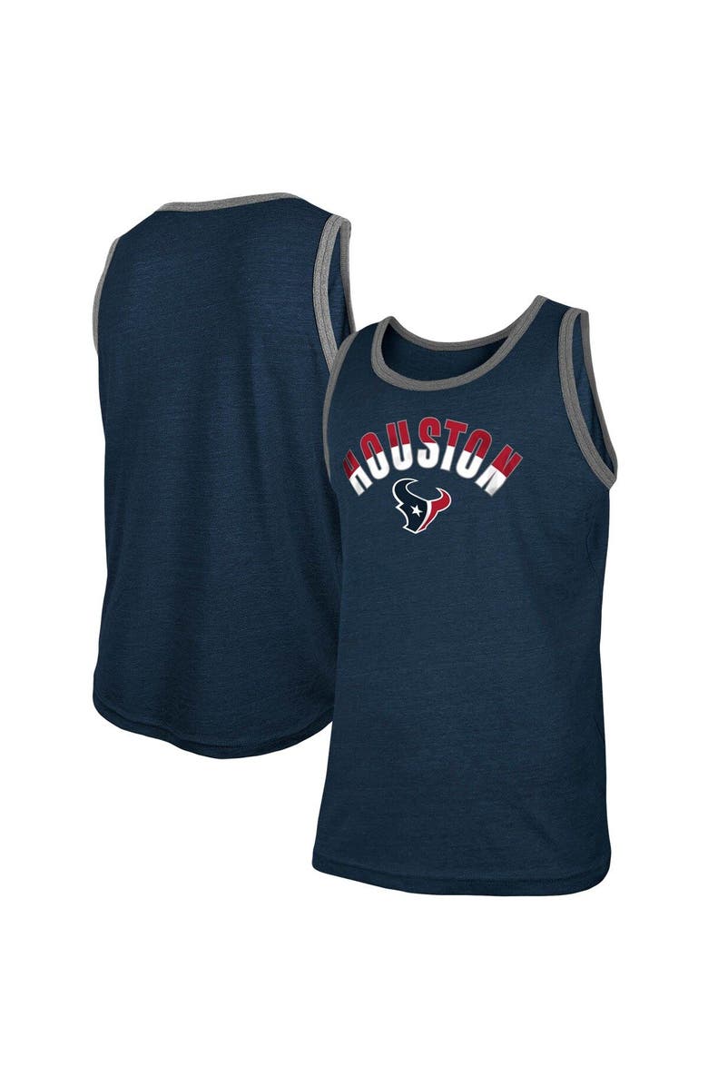 New Era Men's New Era Heathered Navy Houston Texans Ringer Tri-Blend Tank Top, Main, color, 