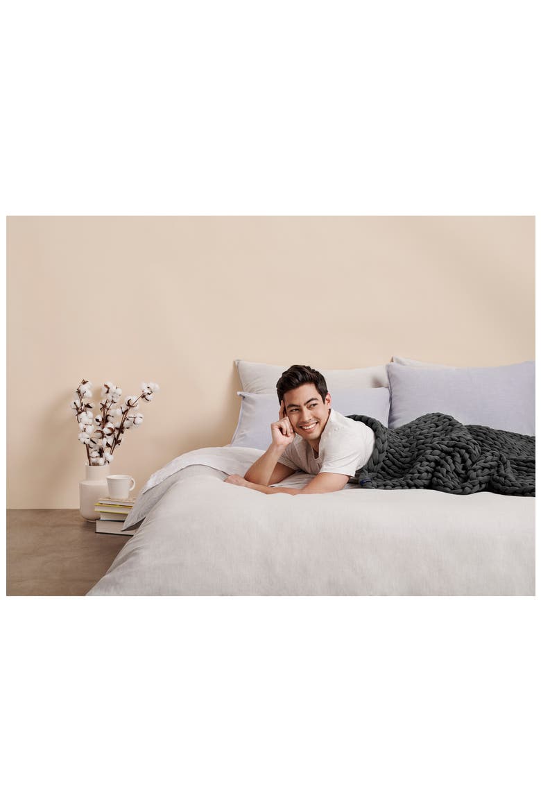 Organic Cotton Weighted Knit Blanket, Alternate, color, ASTEROID GREY