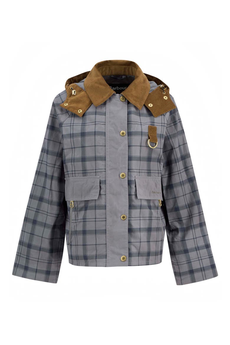 Carnforth Tartan Cotton Hooded Jacket, Alternate, color, GREY TARTAN