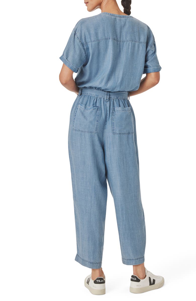 Splendid Rayanne Tie Waist Chambray Jumpsuit, Alternate, color, Indigo Blue