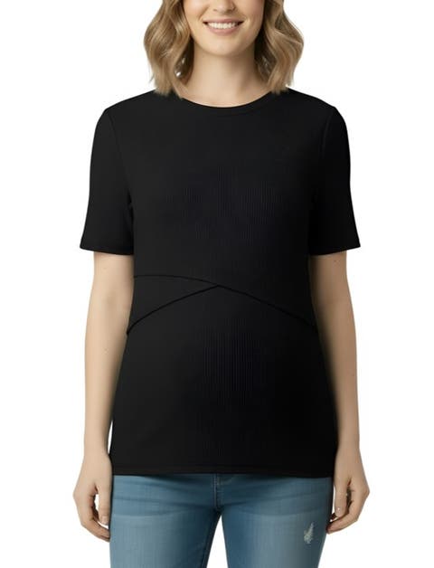 Crew Neck Cross Over Nursing Short Sleeve Top