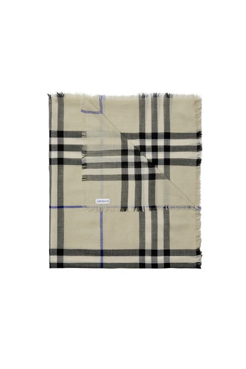 Burberry Wide Check Wool Scarf In Lichen