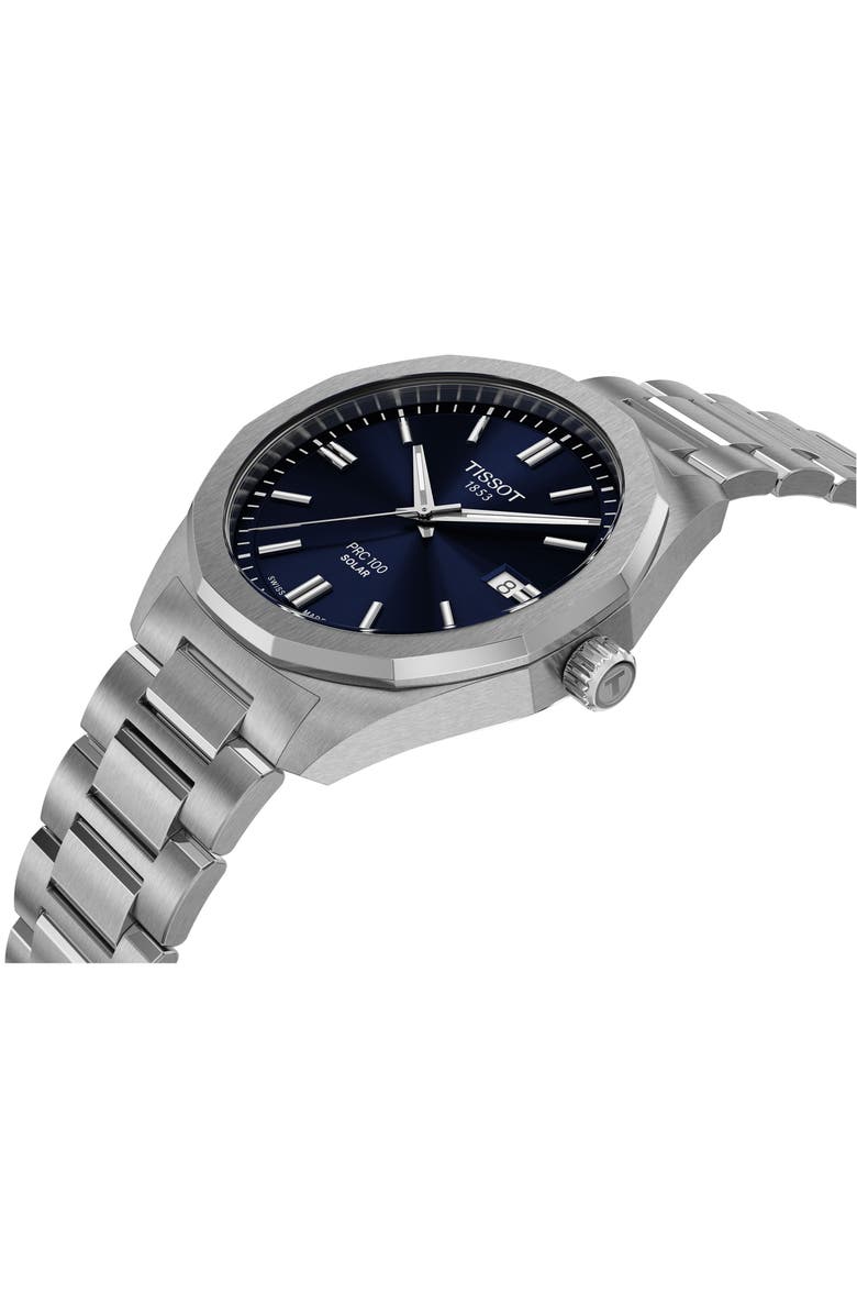 Tissot PRC 100 Solar Quartz Bracelet Watch, 39mm, Alternate, color, Blue